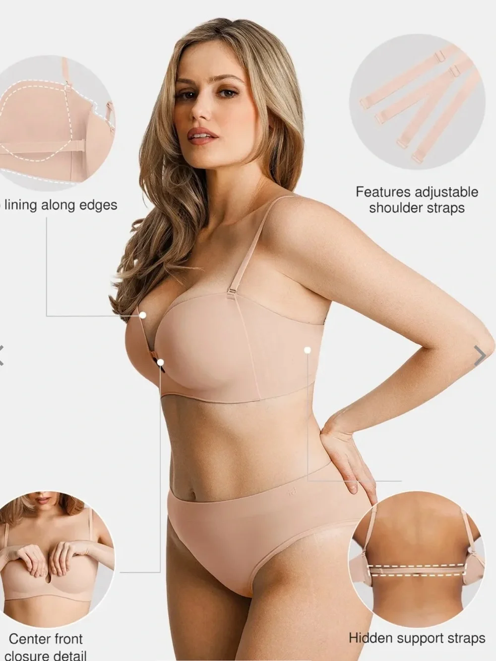 Seamless Non-Slip Push-Up Shaping Strapless Bra  size S